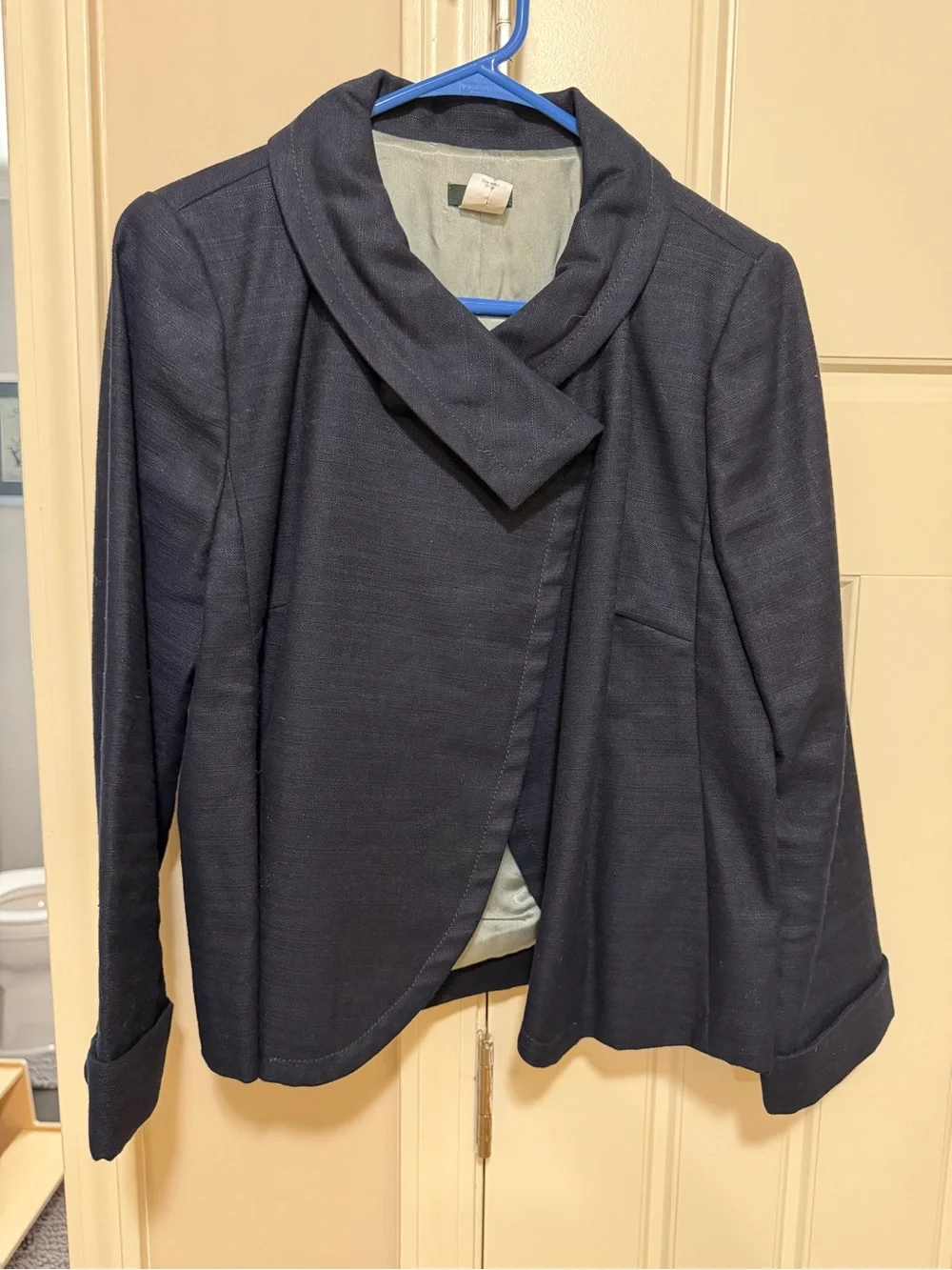 J. Crew Navy Asymmetrical Collar Blazer